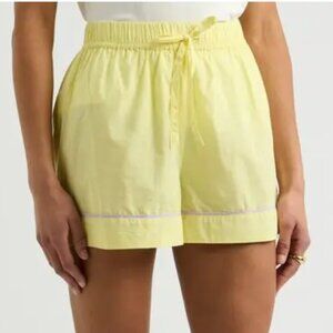 Damson Madder Kitty Cotton Poplin Yellow Shorts